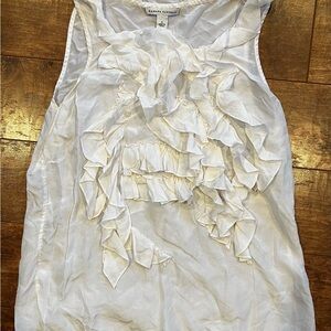 Banana Republic white/Cream Ruffle 100% silk Blouse size Small